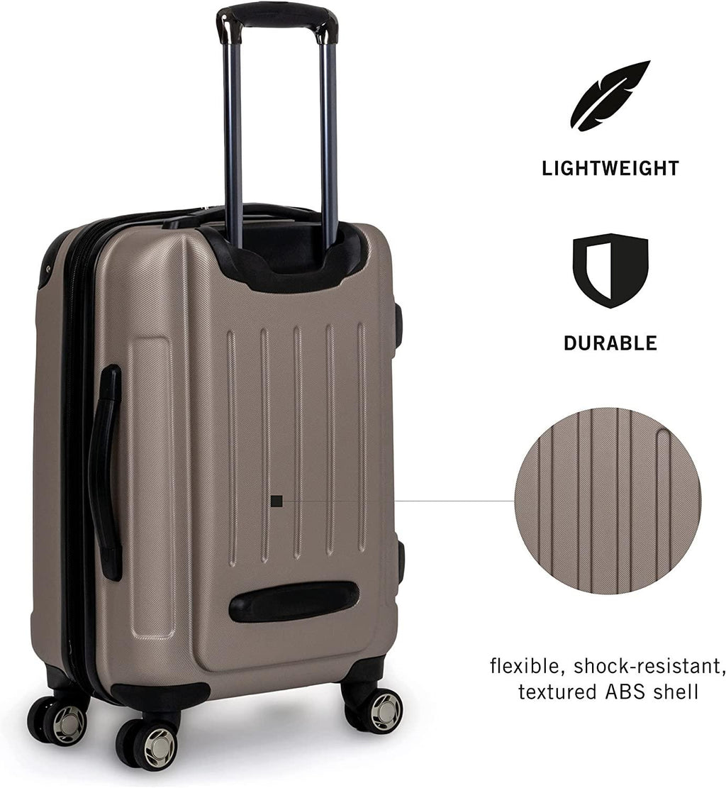 Renegade 3-Piece Luggage Expandable 8-Wheel Spinner Lightweight Hardside Travel Suitcase Set, Champagne, (20"/24"/28")
