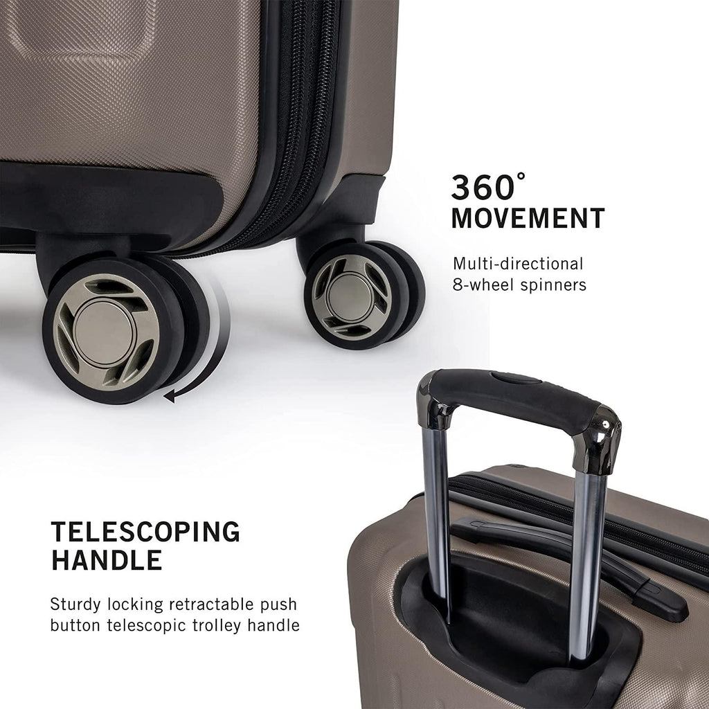 Renegade 3-Piece Luggage Expandable 8-Wheel Spinner Lightweight Hardside Travel Suitcase Set, Champagne, (20"/24"/28")