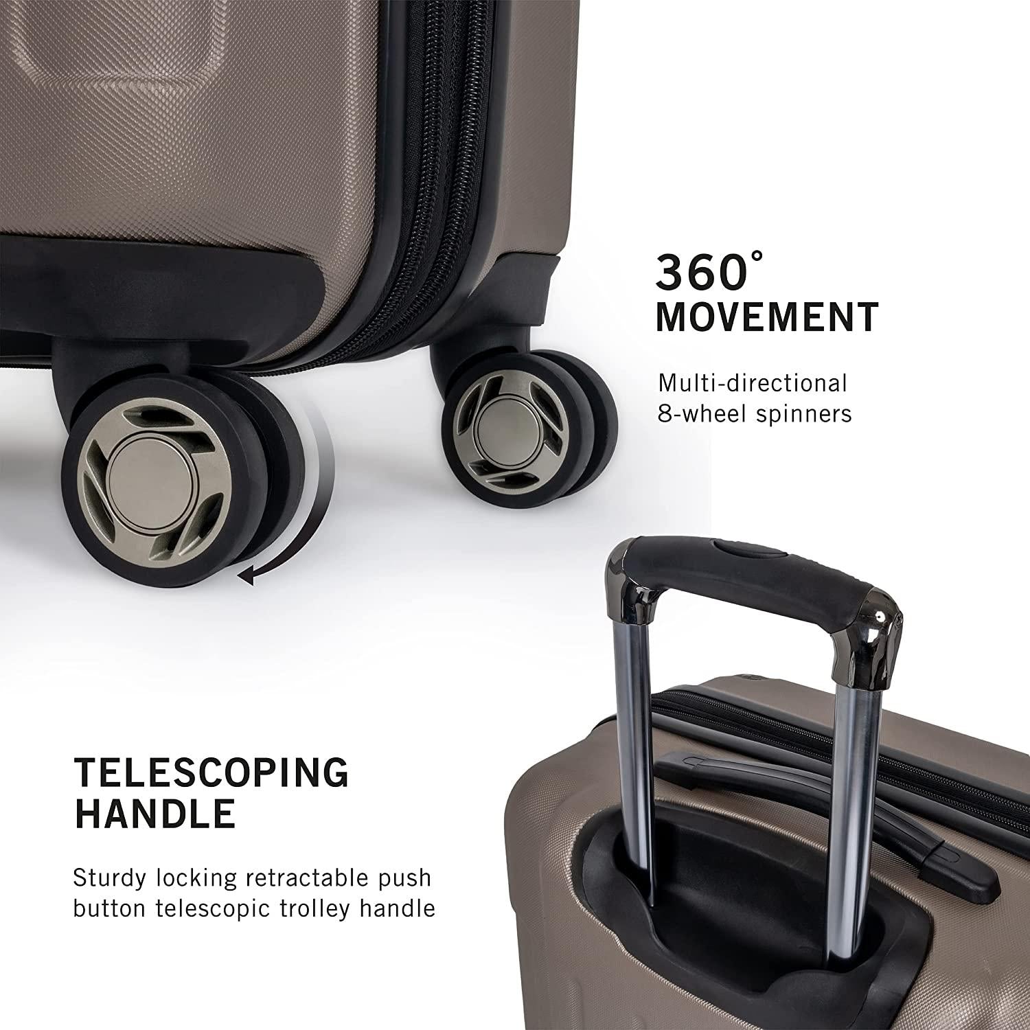 Renegade 3-Piece Luggage Expandable 8-Wheel Spinner Lightweight Hardside Travel Suitcase Set, Champagne, (20"/24"/28")