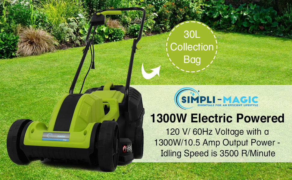 Lawn Mower, 13Inch Electric Lawn Mower Corded, 1300W Electric Powered, 3-Position Height Adjustment