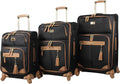 er Luggage Collection - 3 Piece Softside Expandable Lightweight Spinner Suitcase Set - Travel Set includes 20 Inch Carry on, 24 Inch &amp; 28-Inch Checked Suitcases (Harlo Black)