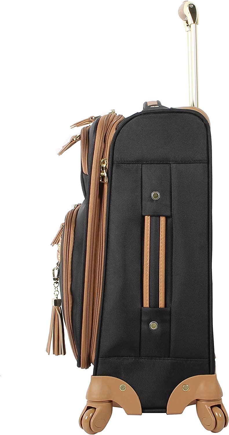 er Luggage Collection - 3 Piece Softside Expandable Lightweight Spinner Suitcase Set - Travel Set includes 20 Inch Carry on, 24 Inch &amp; 28-Inch Checked Suitcases (Harlo Black)