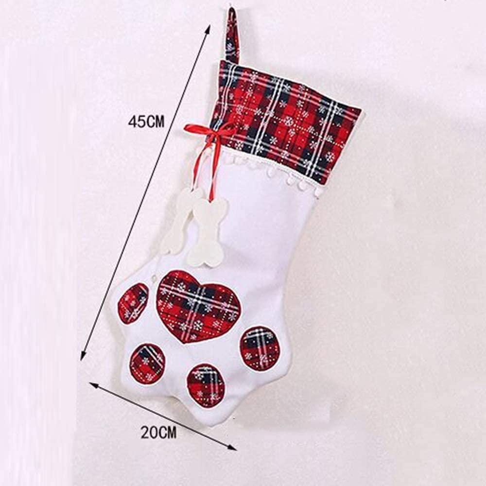 ZXYDD Creative Dog Paw Christmas Socks Christmas Decorations Christmas Socks Gift Bag 2045(cm) Red Snowflakes1+Blue Plaid1 Christmas Ornament