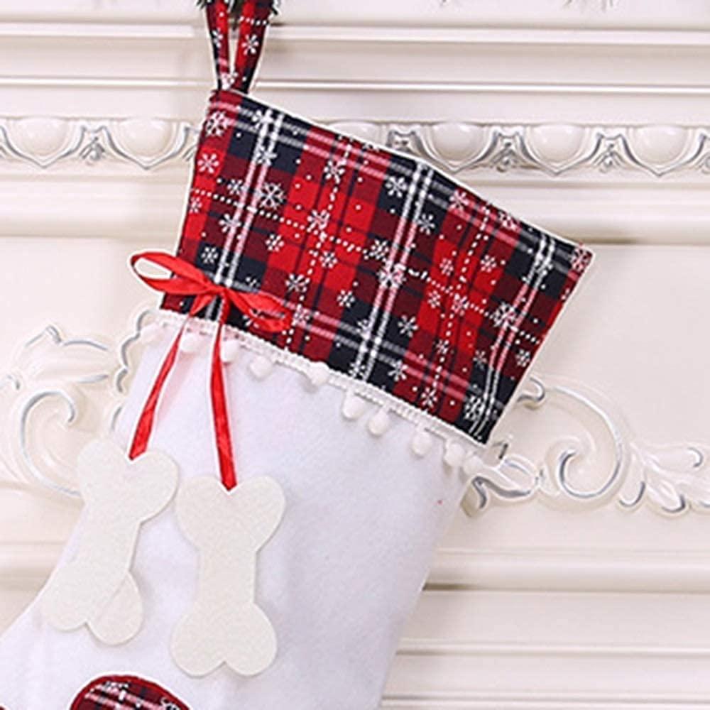 ZXYDD Creative Dog Paw Christmas Socks Christmas Decorations Christmas Socks Gift Bag 2045(cm) Red Snowflakes1+Blue Plaid1 Christmas Ornament
