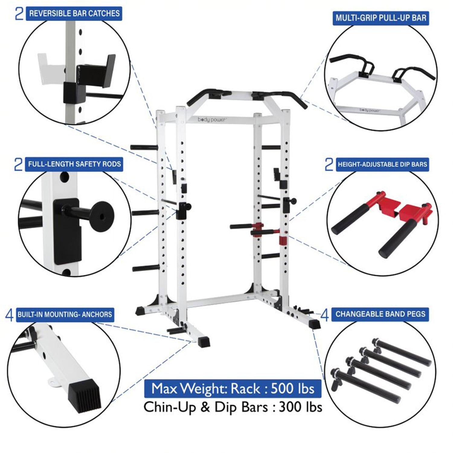 Body Power SMU6200 Weightlifting Deluxe Home Power Rack CaSystem