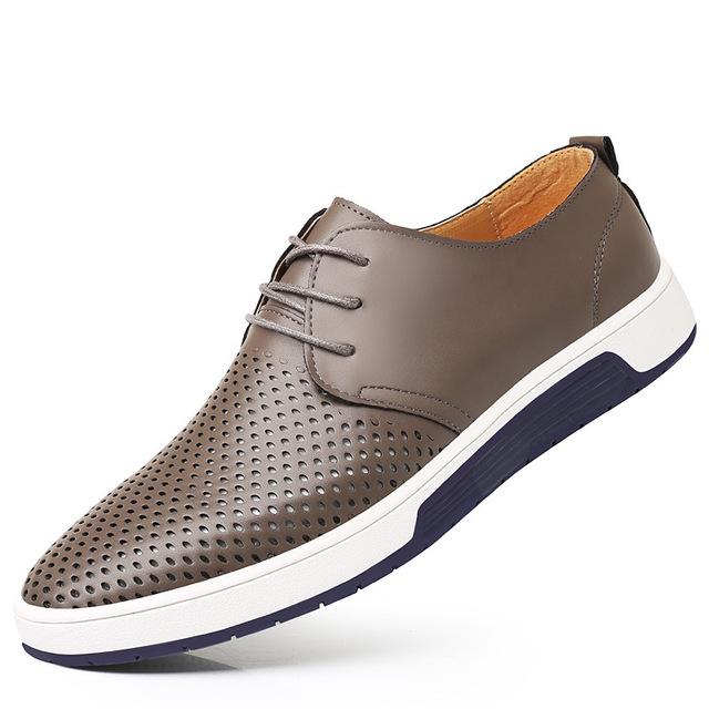 ng Autumn Leather Casual Fashion Breathable Holes Leisure Shoes