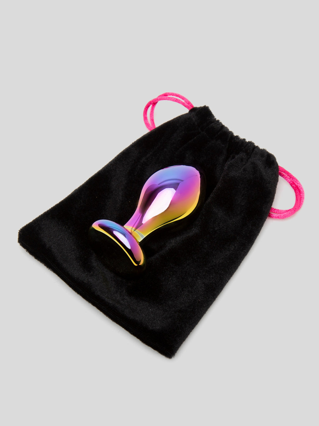 Lovehoney Sensual Glass Small Iridescent Butt Plug 3 Inch, Rainbow