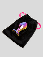 Lovehoney Sensual Glass Small Iridescent Butt Plug 3 Inch, Rainbow