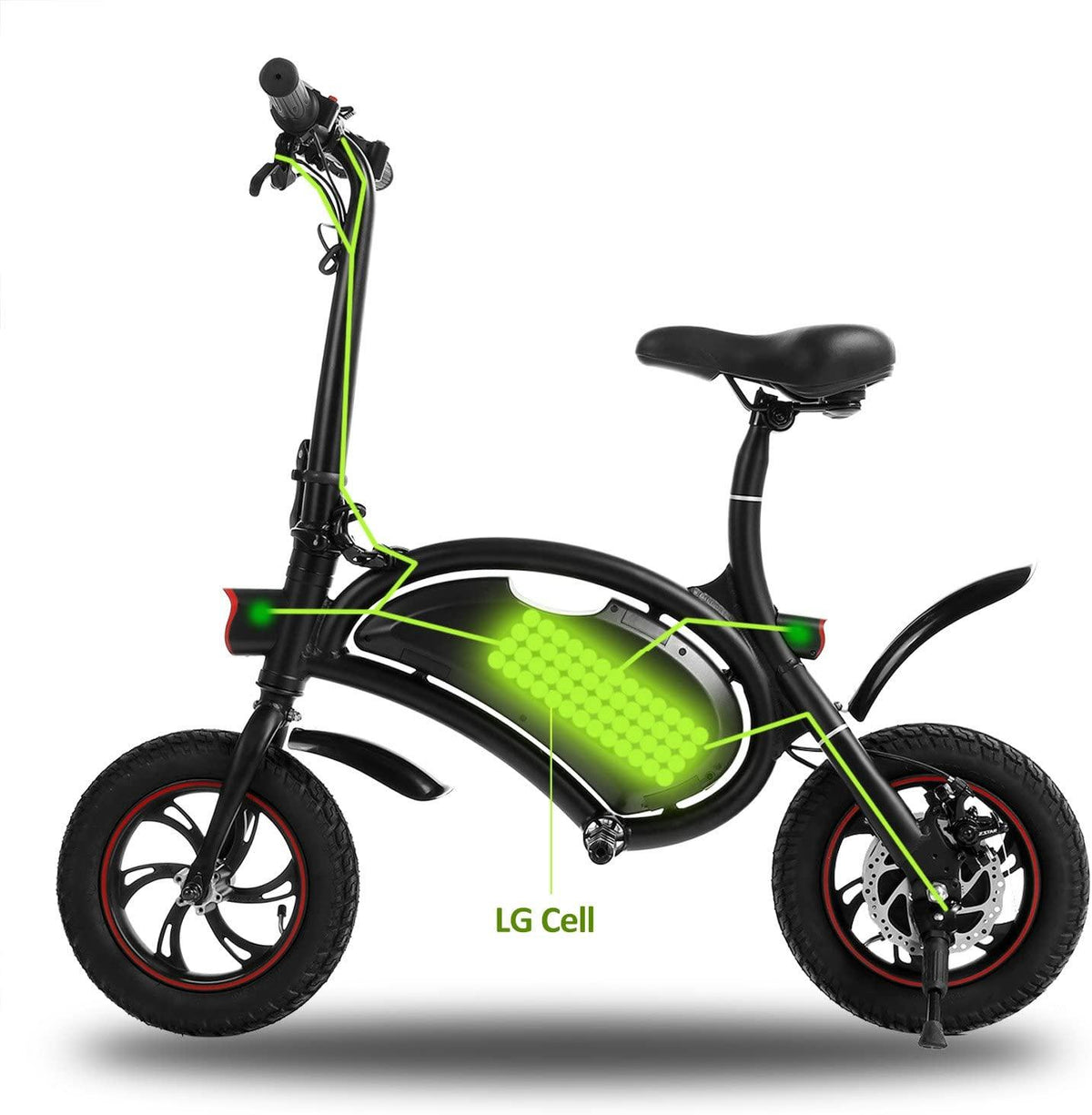 350W Folding Portable Electric Bike with 36V 6AH Lithium-Ion Battery Aluminum Bluetooth Control E-Bike APP Speed Setting Waterproof Electric Bicycle