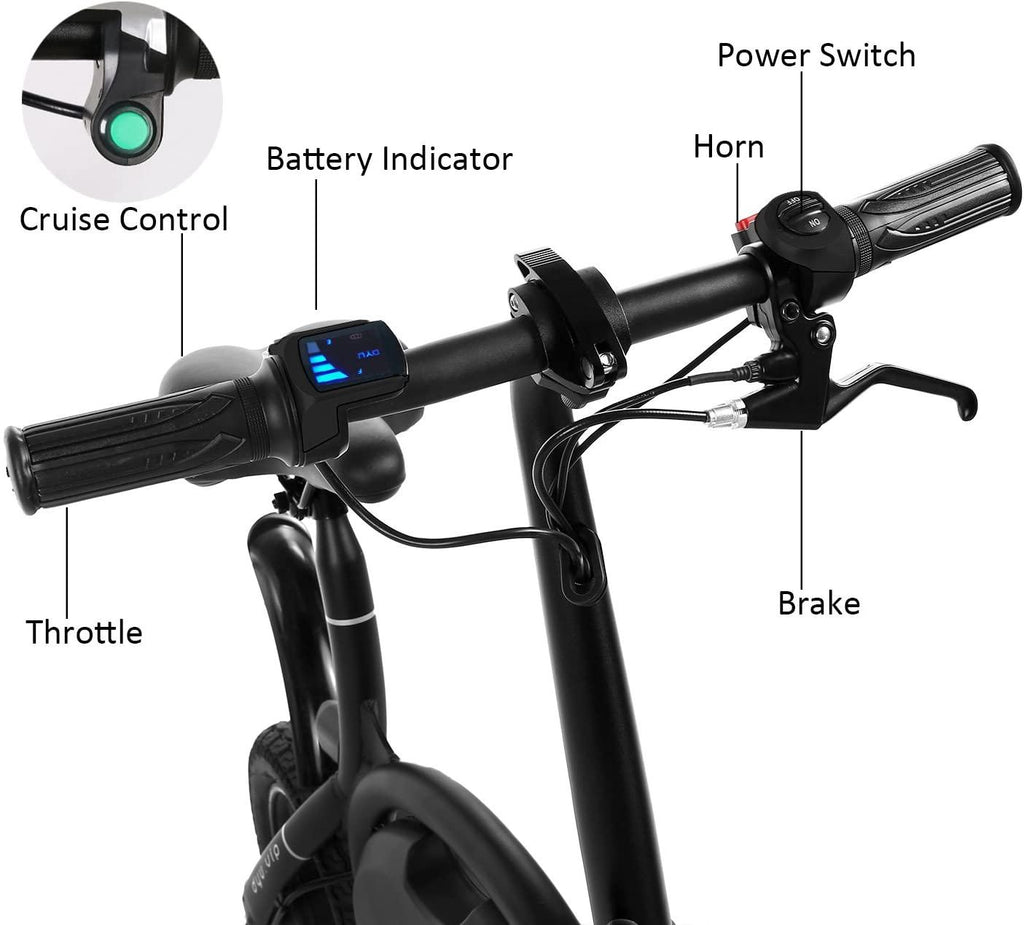 350W Folding Portable Electric Bike with 36V 6AH Lithium-Ion Battery Aluminum Bluetooth Control E-Bike APP Speed Setting Waterproof Electric Bicycle