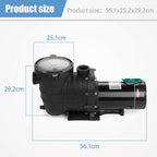 2.0hp swimming pool pump motor in/above ground w/ strainer filter  1500w outdoor
