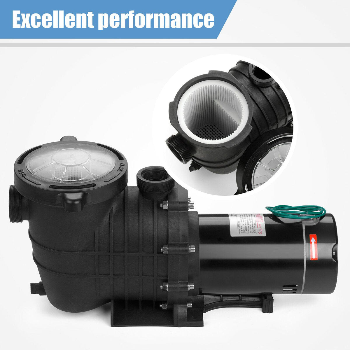 2hp swimming pool pump motor outdoor w/strainer 115-230v in/above ground 1500w