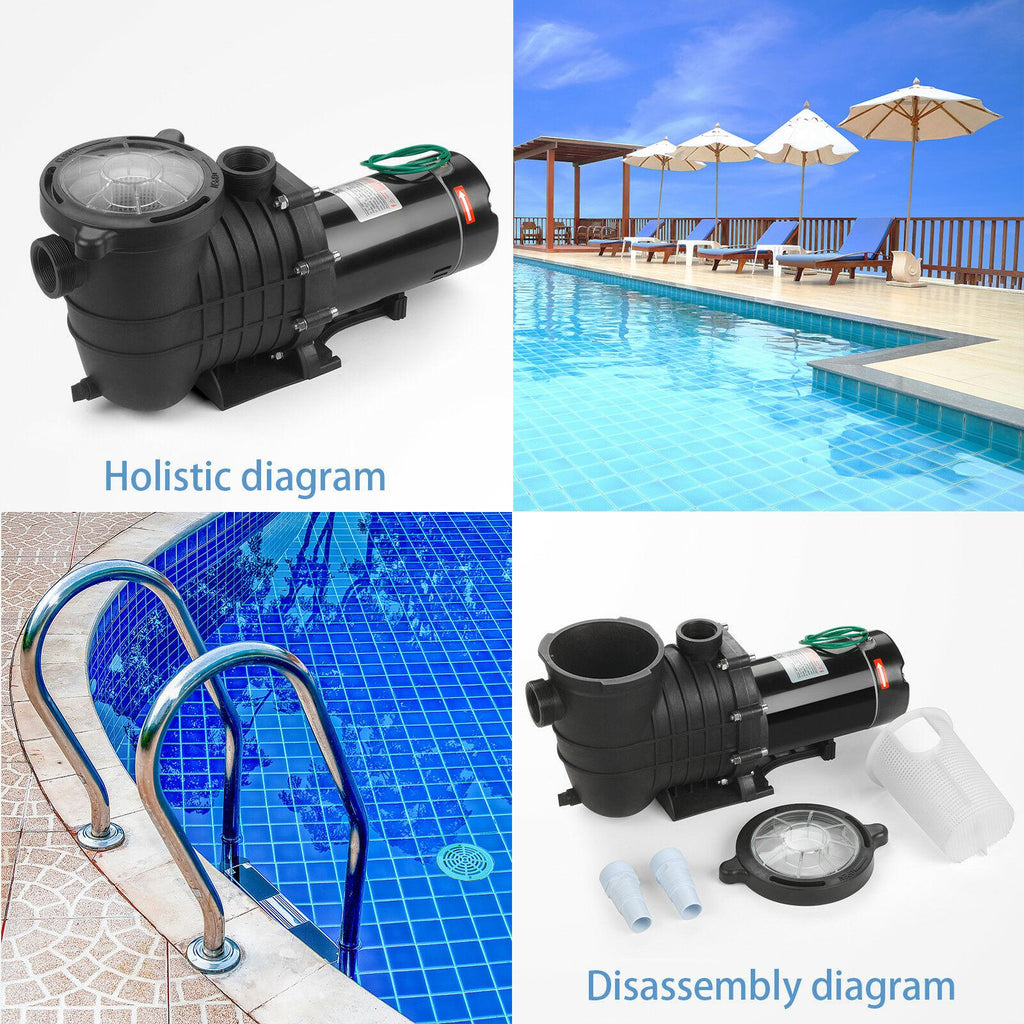2hp swimming pool pump motor outdoor w/strainer 115-230v in/above ground 1500w