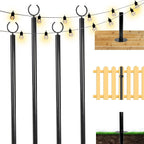 TPSHKE 4 Pack String Light Poles for Outside (4×10 Feet), Heavy-Duty , Universal Scene Installation Settings, Suitable for Your Garden, Terrace, Wedding, Party, Birthday Decoration