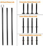 TPSHKE 4 Pack String Light Poles for Outside (4×10 Feet), Heavy-Duty , Universal Scene Installation Settings, Suitable for Your Garden, Terrace, Wedding, Party, Birthday Decoration