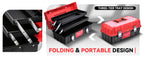 Tool Box Organizer Portable 3-layer Folding Toolbox with Non-slip Handle Tray for Garage, Workshop and On-the-Go Repairs, Red/Black