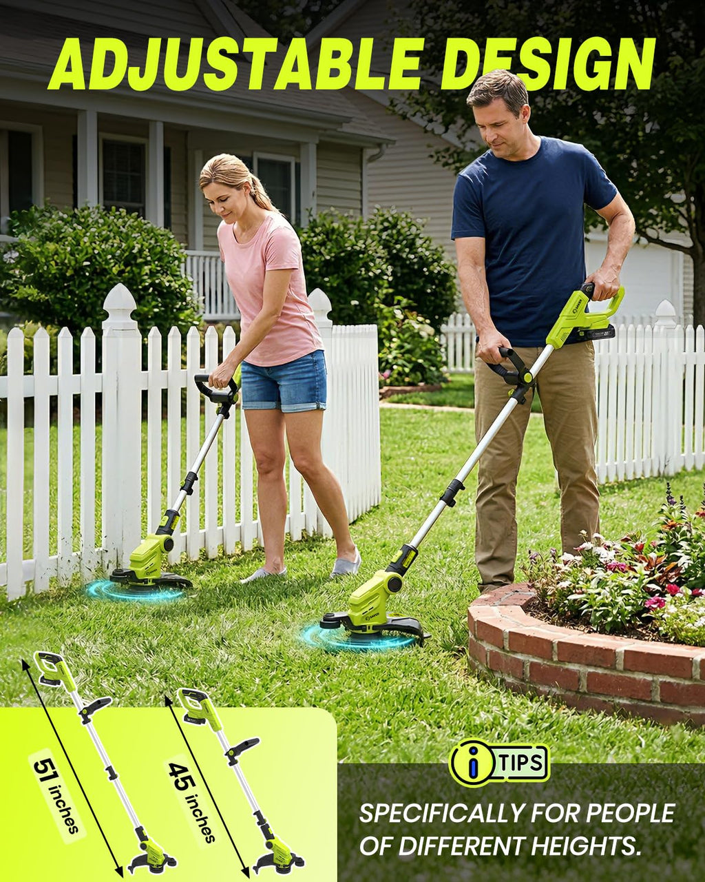 Cordless Weed Wacker,3-in-1 Weed Cutter with Auto Line Feed, 12-in Cordless Lawn Mower Grass Trimmer&amp;Edger Lawn&amp;Mower Tool with 2 Batteries for Yard, Garden,Wireless Weed Eater with 2 Lines