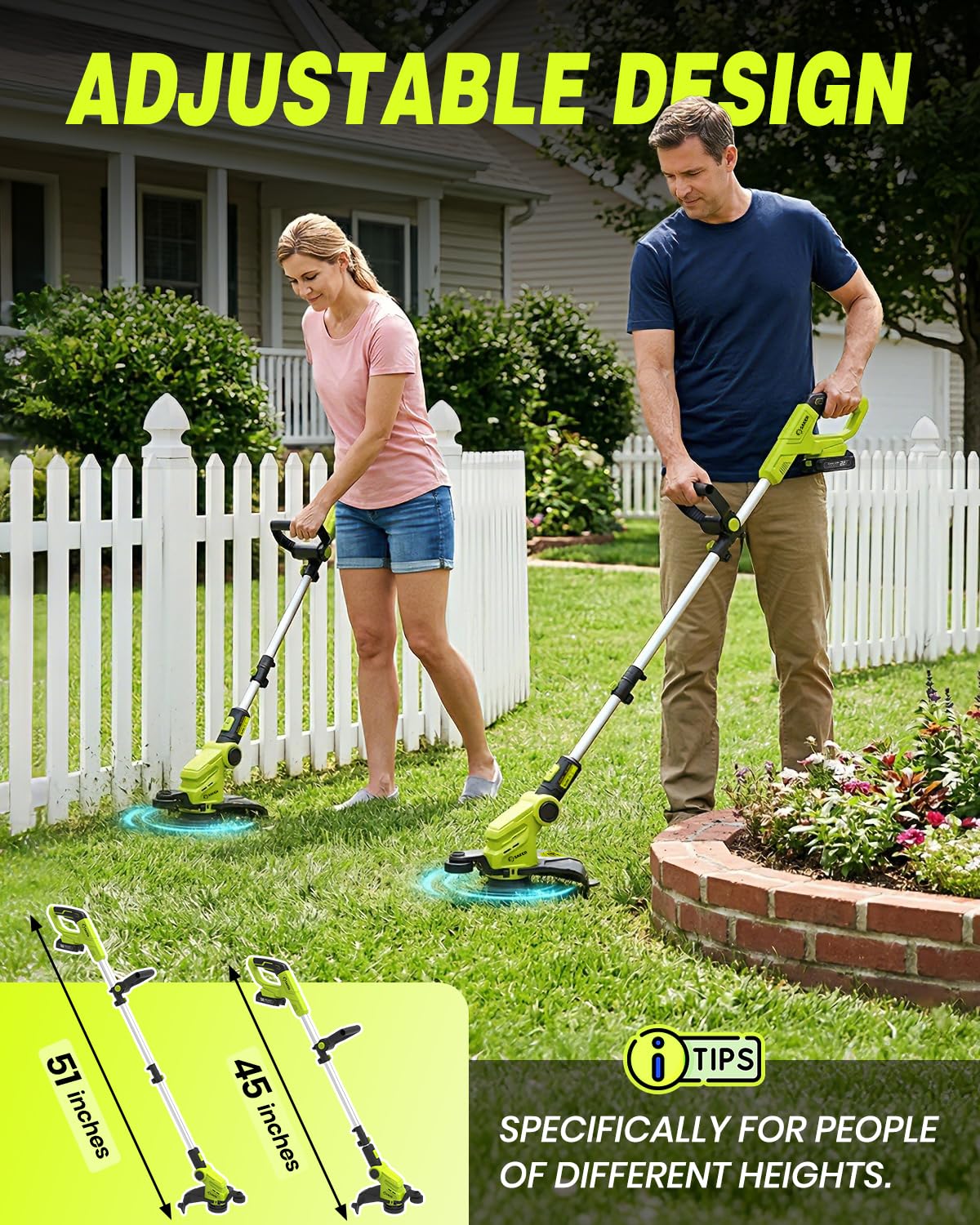 Cordless Weed Wacker,3-in-1 Weed Cutter with Auto Line Feed, 12-in Cordless Lawn Mower Grass Trimmer&amp;Edger Lawn&amp;Mower Tool with 2 Batteries for Yard, Garden,Wireless Weed Eater with 2 Lines