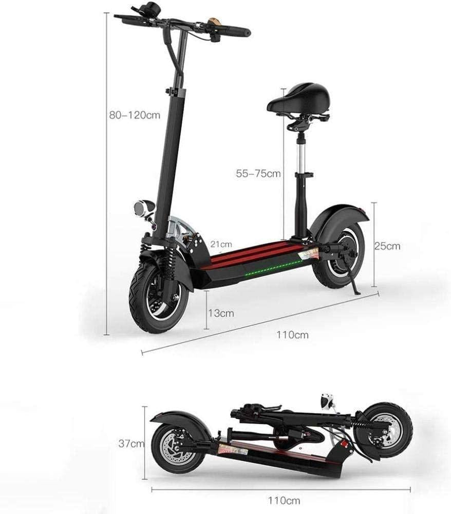 CUISIDIAO Scooter Universal Electric Portable E-Charged 10 inch Wheel, Foldable seat and Foldable Pedal, Suitable for Adults and Teens (Color : 31to37miles)