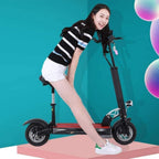 CUISIDIAO Scooter Universal Electric Portable E-Charged 10 inch Wheel, Foldable seat and Foldable Pedal, Suitable for Adults and Teens (Color : 31to37miles)