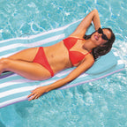 Magic Time International No Inflate Sun Bed Single Person Water Lounger Pool and Lake Float with Pillow Headrest &amp; Removable
