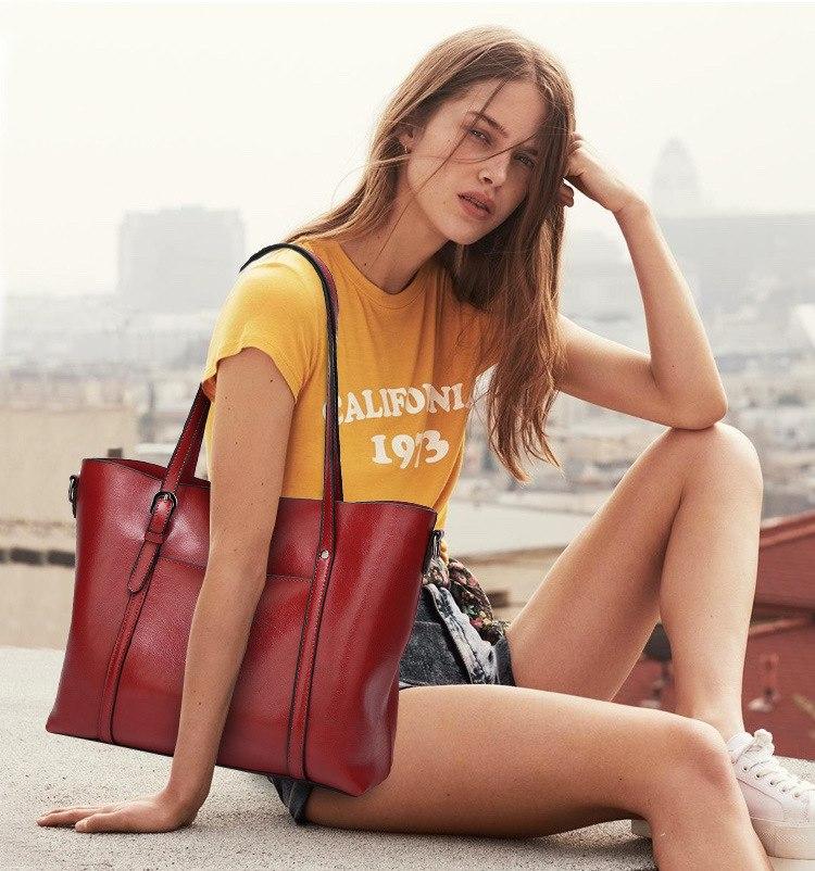 Bags & Wallets - Women Fashion Classic Leather Tote Handbag