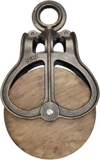 Toscano -Style Cast Iron and Grande Wheel Farm Pulley, 14.5 Inches, Full Color
