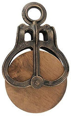 Toscano -Style Cast Iron and Grande Wheel Farm Pulley, 14.5 Inches, Full Color