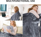 Electric Heated Blanket Queen Size, Extremely Soft Cozy Flannel Heating Blanket with Dual Controllers, 10 Heating Levels &amp; 8 Hours Auto-Off, Fast Heating &amp; Machine Washable, 84" x 90"
