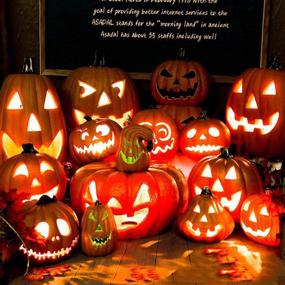 Daciye 8 inch Halloween Pumpkin Night Light TalPumpkin Lantern Scene Layout
