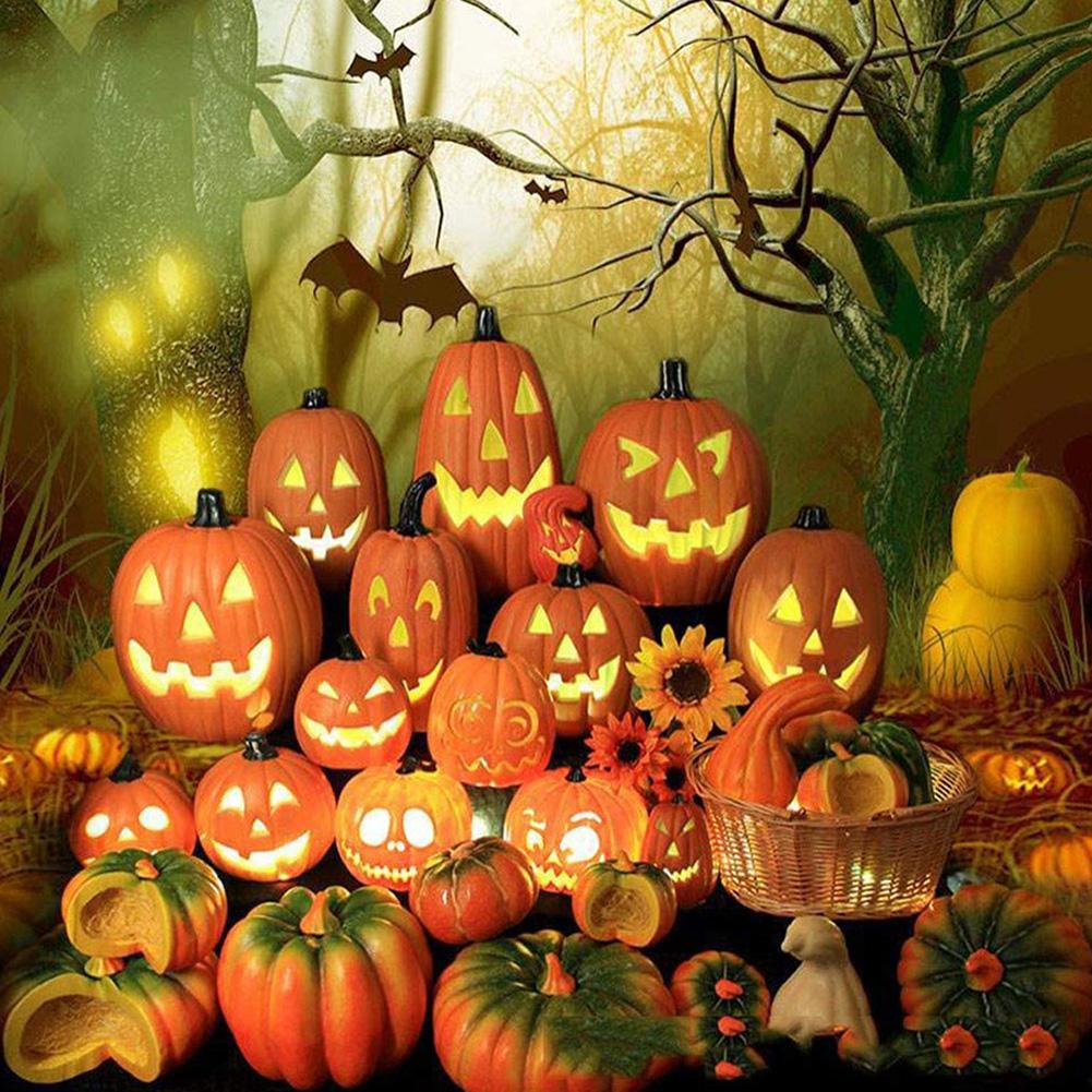 Daciye 8 inch Halloween Pumpkin Night Light TalPumpkin Lantern Scene Layout