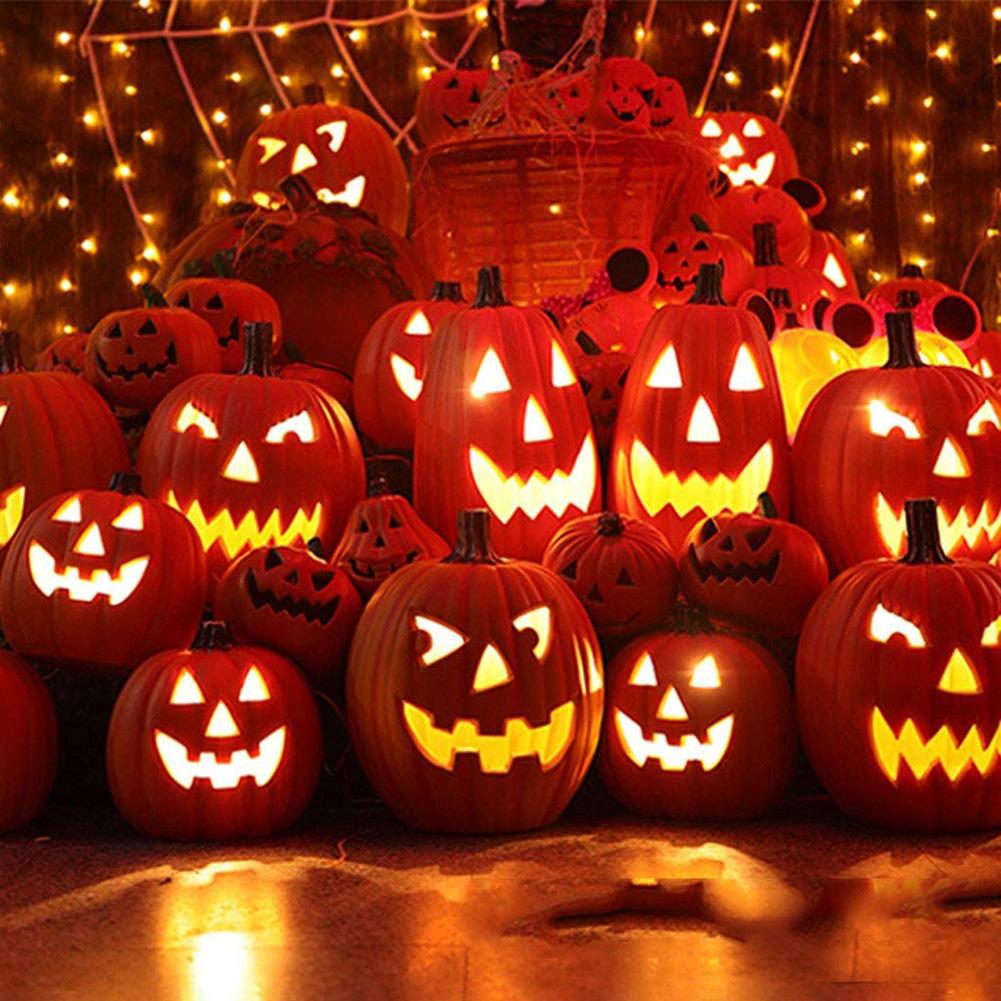 Daciye 8 inch Halloween Pumpkin Night Light TalPumpkin Lantern Scene Layout
