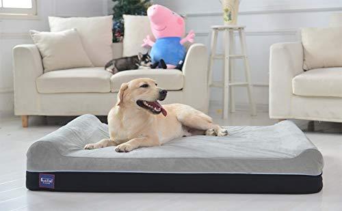 Laifug Orthopedic Memory Foam Extra LarDog Bed Pillow with Durable Water Proof Liner &amp; Removable Washable Cover &amp; Smart