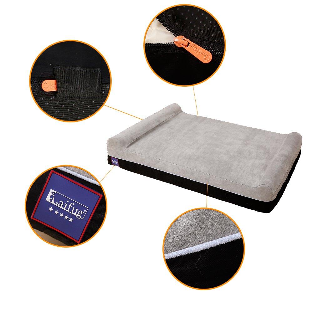 Laifug Orthopedic Memory Foam Extra LarDog Bed Pillow with Durable Water Proof Liner &amp; Removable Washable Cover &amp; Smart