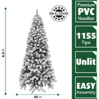 Fraser Hill Farm Alaskan Green Flocked Pine Christmas Tree, 6.5'