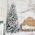 Fraser Hill Farm Alaskan Green Flocked Pine Christmas Tree, 6.5'