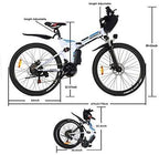 VIVI Folding Electric Bike, Electric Mountain Bike 350W Ebike 26'' Electric Bike for Adults with Removable 8Ah Battery, Professional 21 Speed Gears, Full Suspension