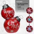30 in. Tall Christmas Ball Ornament with Color Changing LED Lights, Red