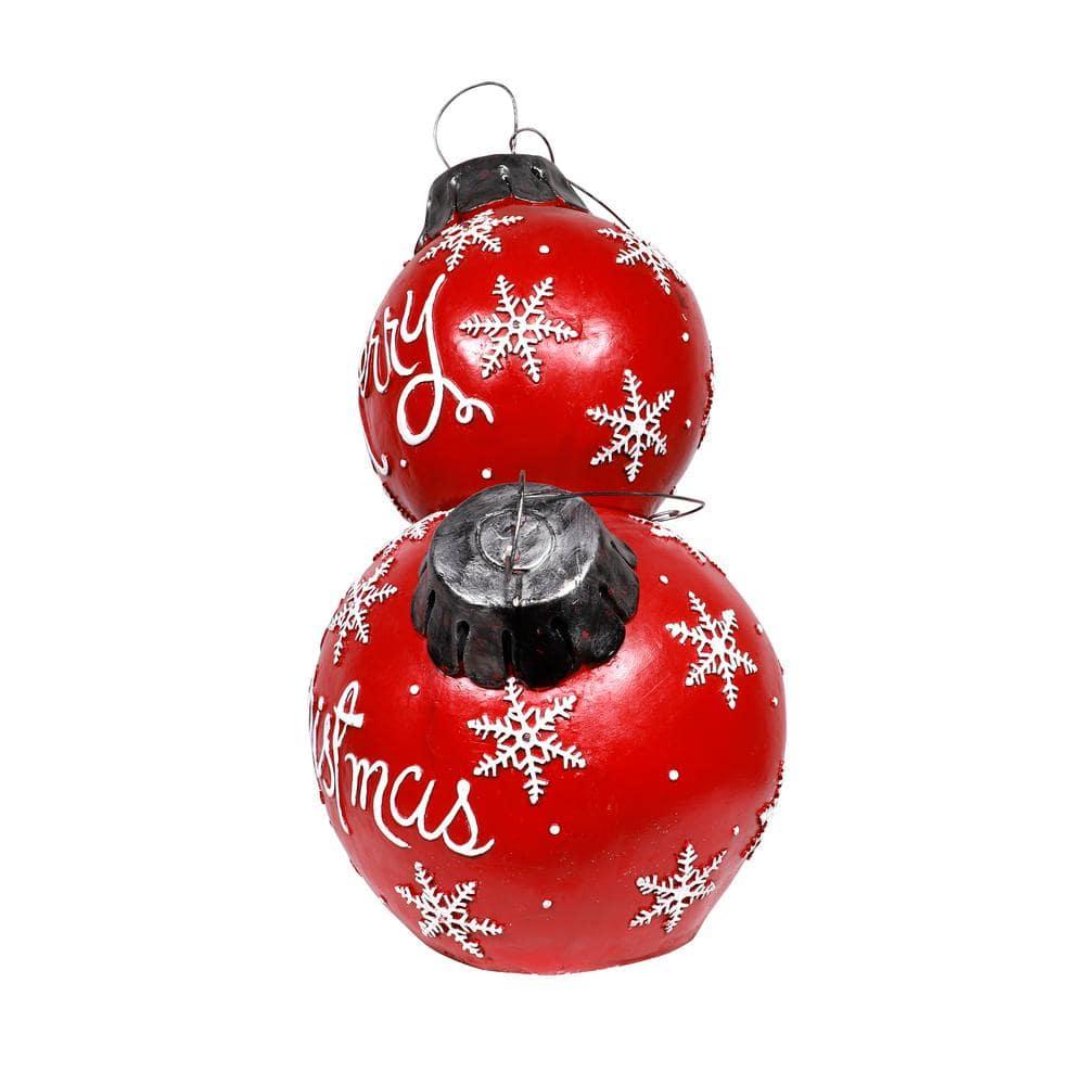 30 in. Tall Christmas Ball Ornament with Color Changing LED Lights, Red