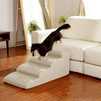 taste of home 4 Steps Dog Stairs to Get On High Bed for Cat and Pet Steps at Home Or Portable Travel,Load 50kg (Color : Black)