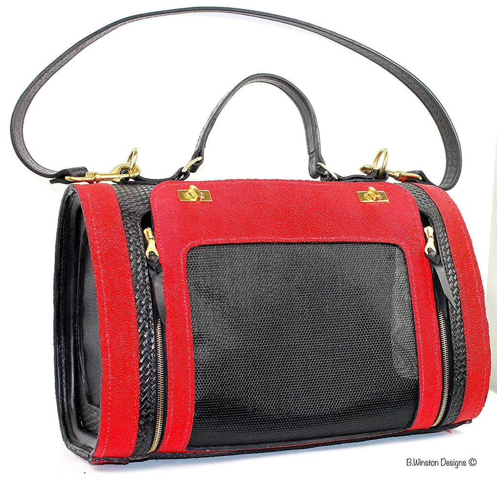 Becky Winston Red Leather Pet Carrier