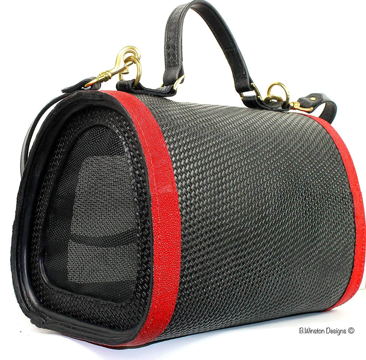 Becky Winston Red Leather Pet Carrier