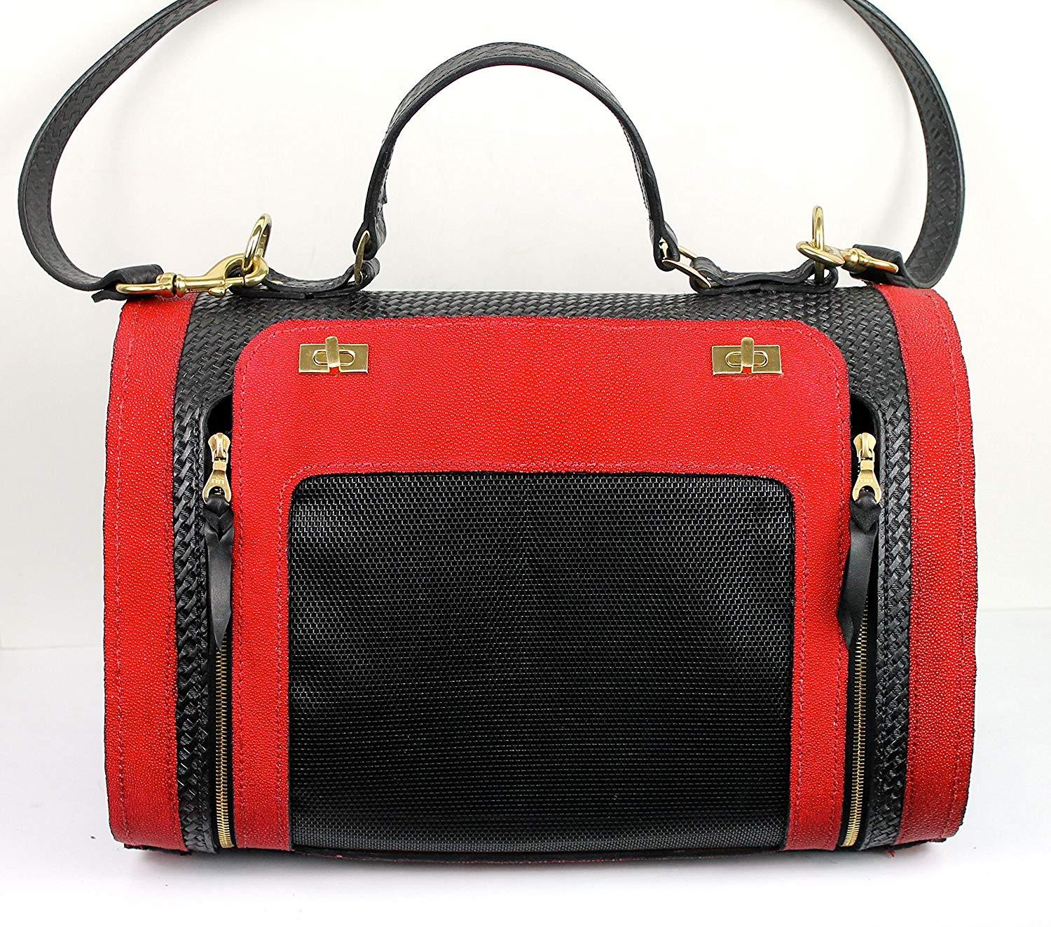 Becky Winston Red Leather Pet Carrier