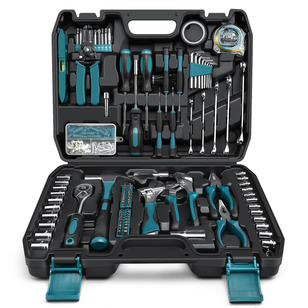 Home Tool Kit 281-PCs - Portable Complete Basic Repair General Hand Tool Sets for Men Women - Full Tool Set with Socket Wrench Set & Screwdriver Set & Metric Hex Key & Pliers & Tool Box Case
