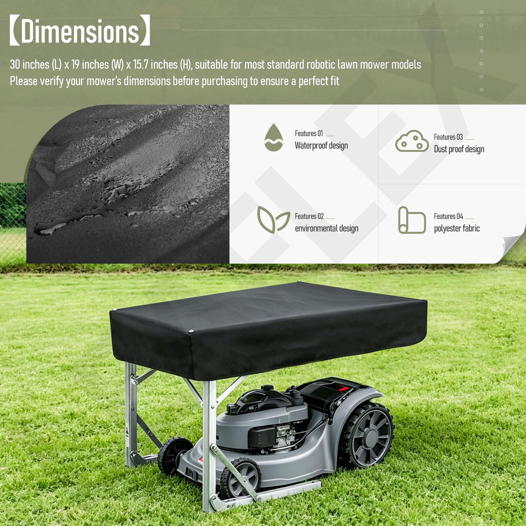 Robot Lawn Mower Garage, Waterproof Outdoor Shelter &amp; Carport for Most Robotic Mowers, Universal Easy Setup Rain Protection Panel Awning Shed, 19" W x 30" L x15.7 H