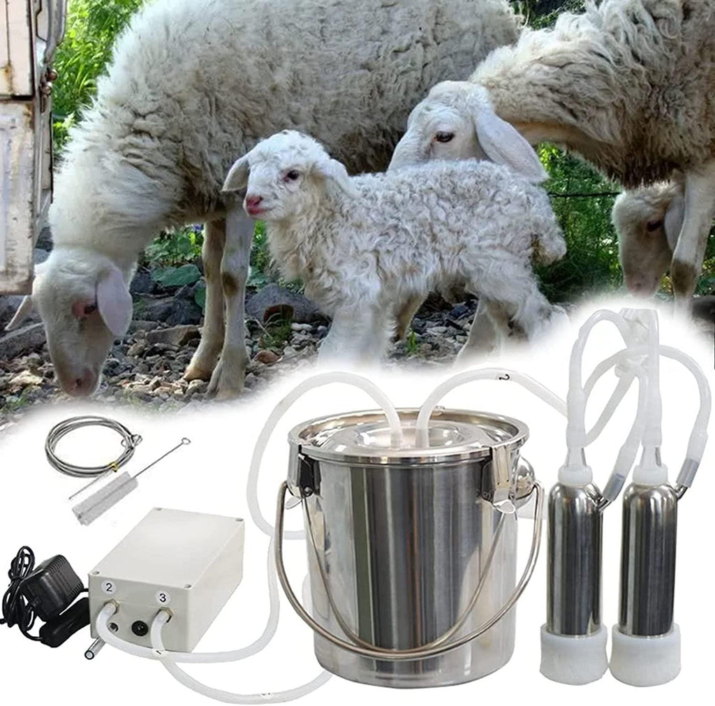 qlwykj 7l/14l electric pulsation milking machine single bucket piston vacuum pulsation milking machine goat milking supplies for cows cattle or sheep optional