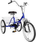Areyourshop Adult Folding Tricycle Bike Bicycle Portable Tricycle 20" Wheels