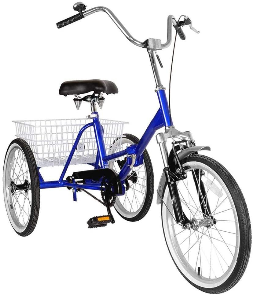 Areyourshop Adult Folding Tricycle Bike Bicycle Portable Tricycle 20" Wheels