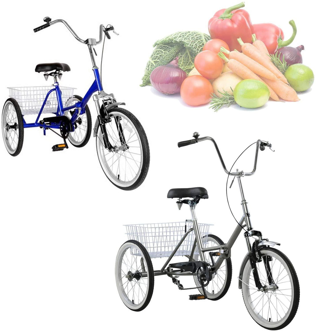 Areyourshop Adult Folding Tricycle Bike Bicycle Portable Tricycle 20" Wheels