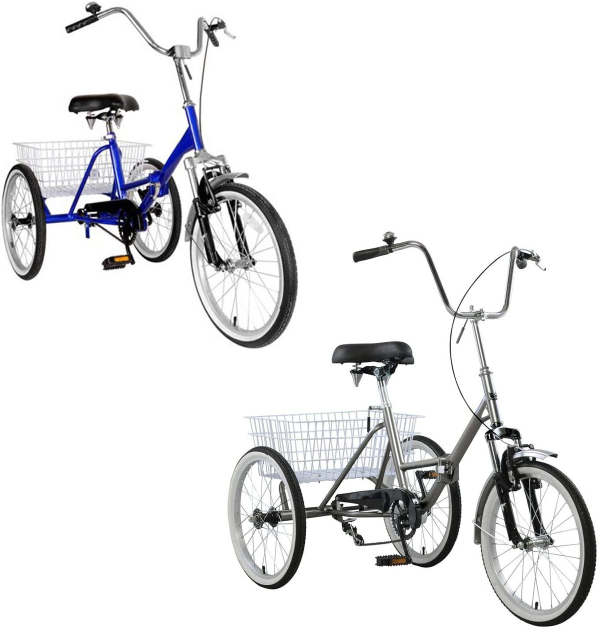 Areyourshop Adult Folding Tricycle Bike Bicycle Portable Tricycle 20" Wheels
